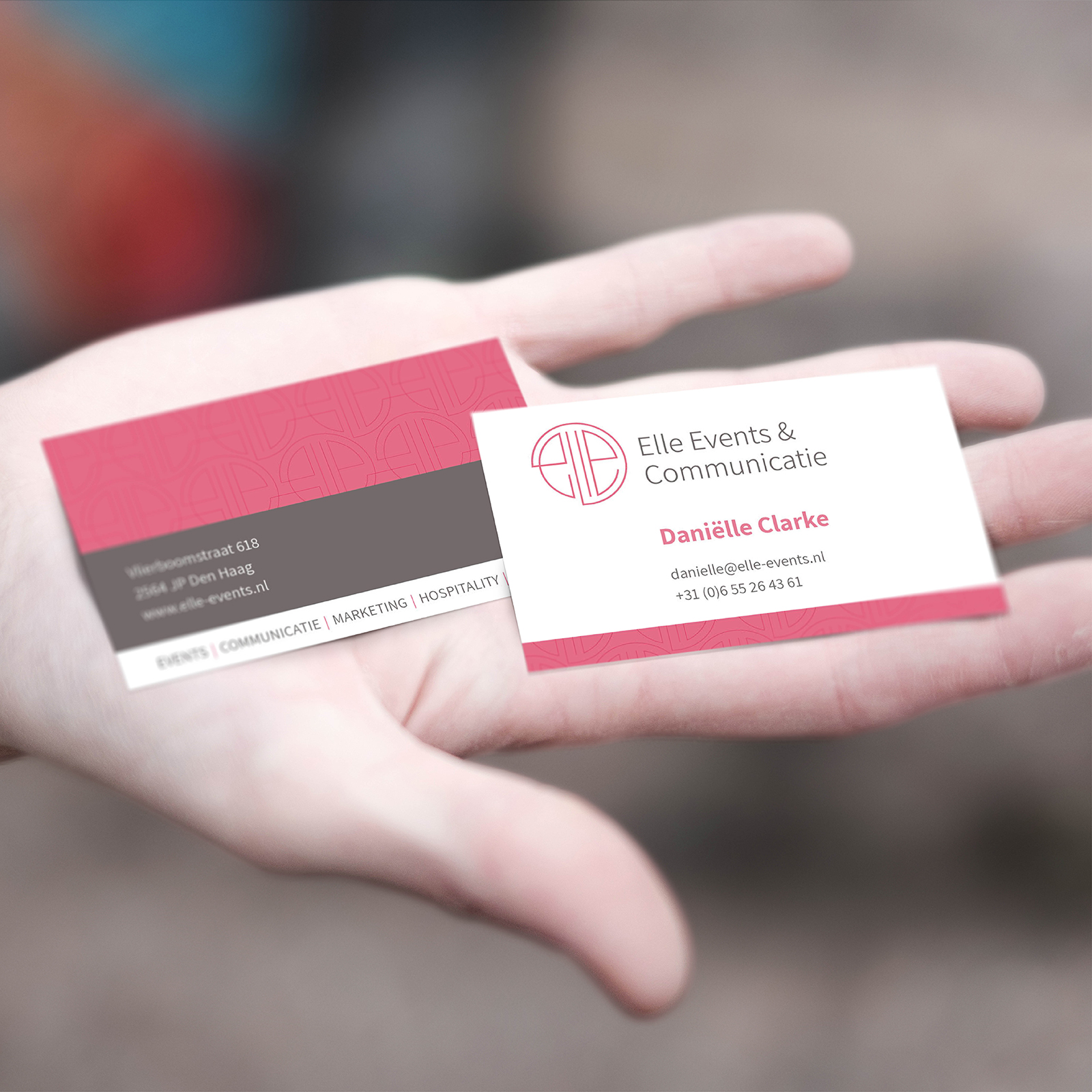 Drukwerk en visitekaartjes voor opdrachtgever Elle Events en communicatie.